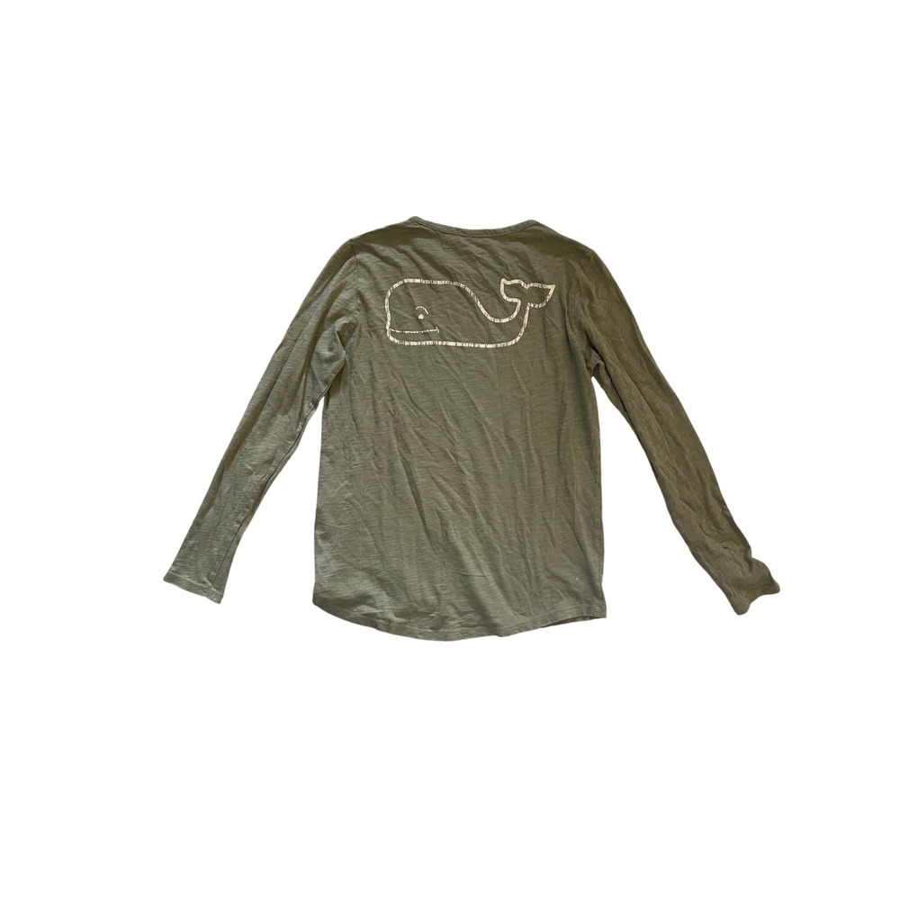 Olive Green Cotton Tee Long Sleeve Whale Logo by Vineyard Vines XS